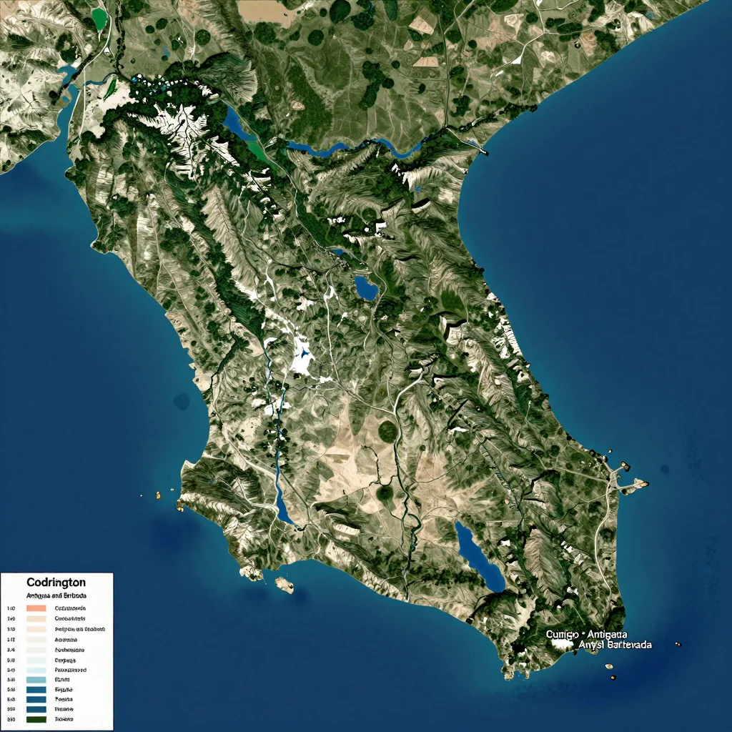 Codrington, Antigua and Barbuda Physical Geography Map