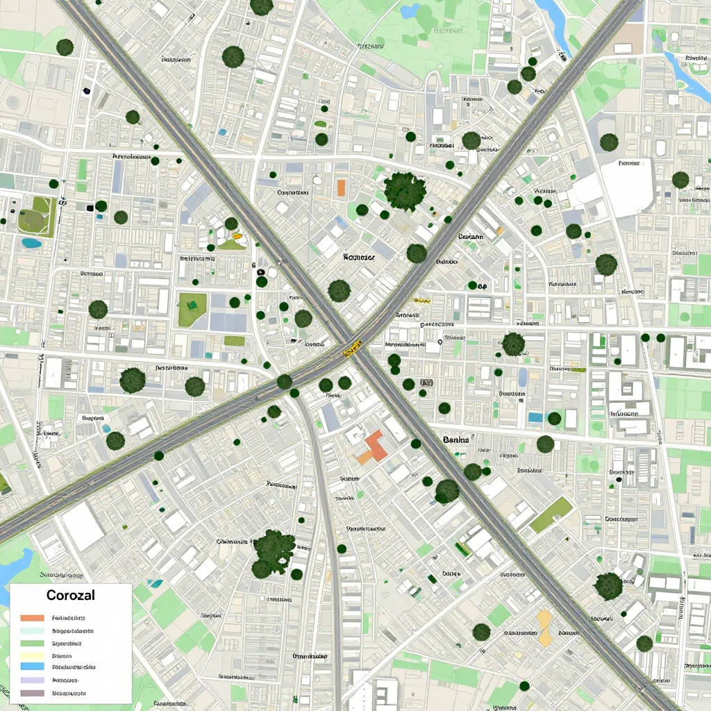 Detailed street map showing roads, highways, neighborhoods, and urban layout of Corozal, Belize