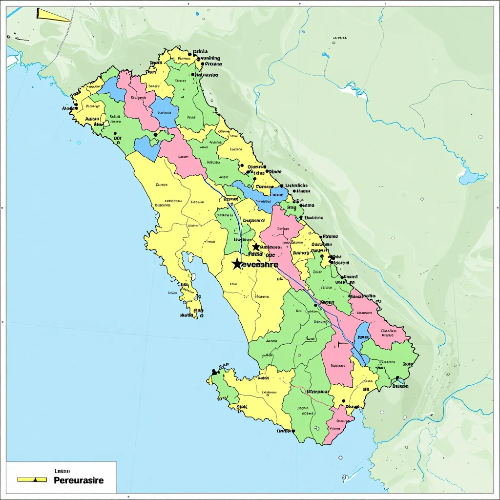 Political map showing borders, administrative divisions, major cities, and capital of Devonshire, Bermuda