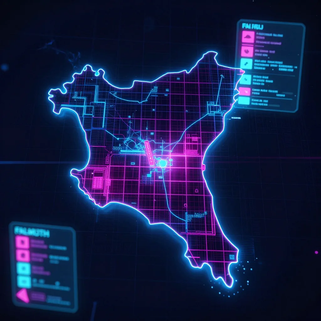 Falmouth, Antigua and Barbuda Cyberpunk Map
