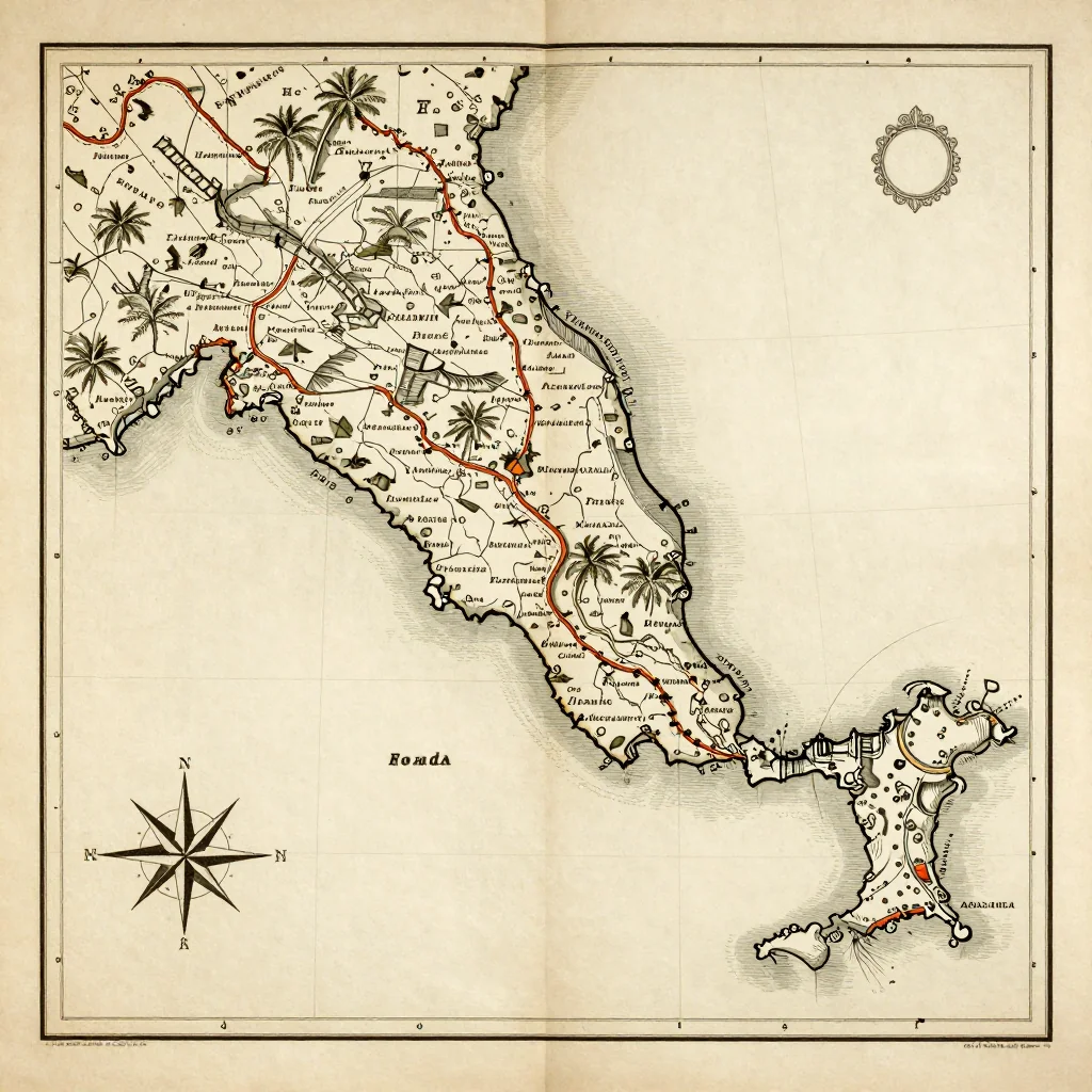 Falmouth, Antigua and Barbuda Vintage Map