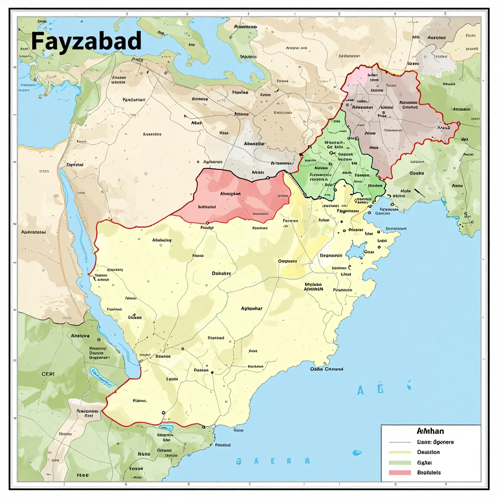 Fayzabad Afghanistan Political Map - Administrative Boundaries