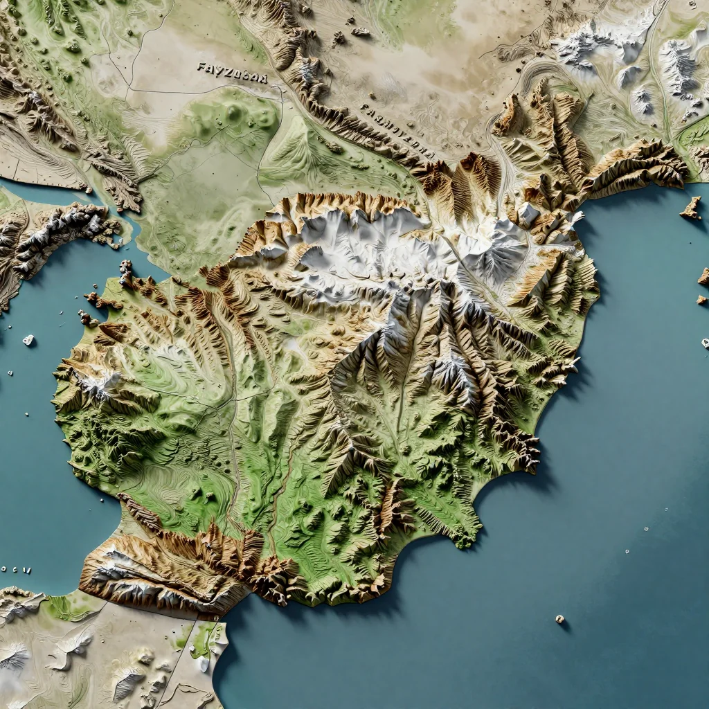 Fayzabad Afghanistan Topographic Map - 3D Elevation Relief