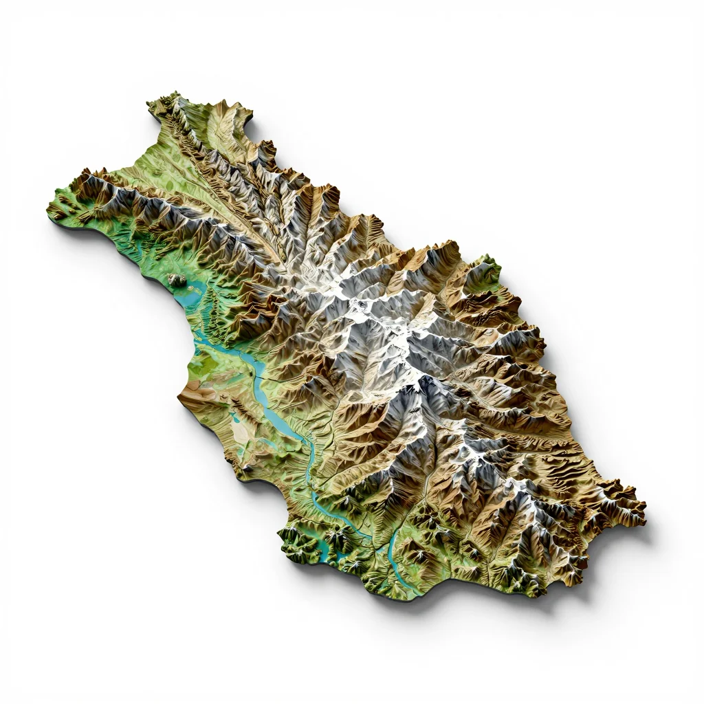Fayzabad Afghanistan 3D Topographic Map - Isometric View