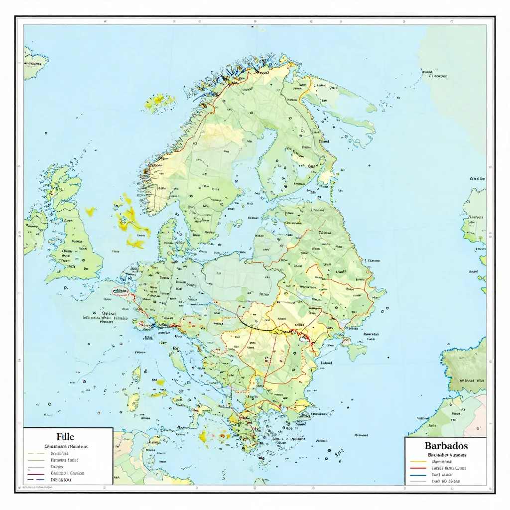 Greenland, Barbados Political Map