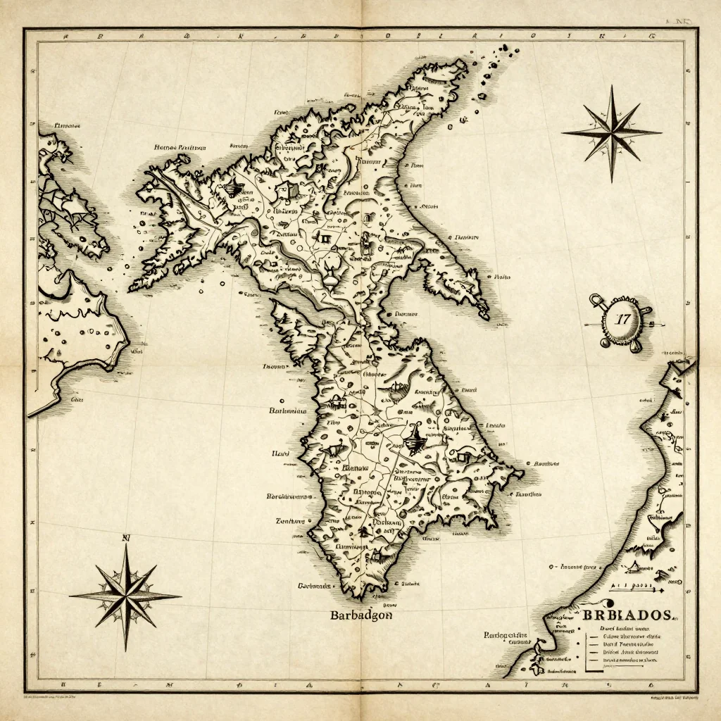 Greenland, Barbados Vintage Map