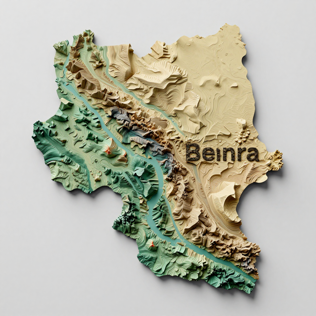 Isometric 3D topographic visualization showing elevation and terrain of Guilmaro, Benin
