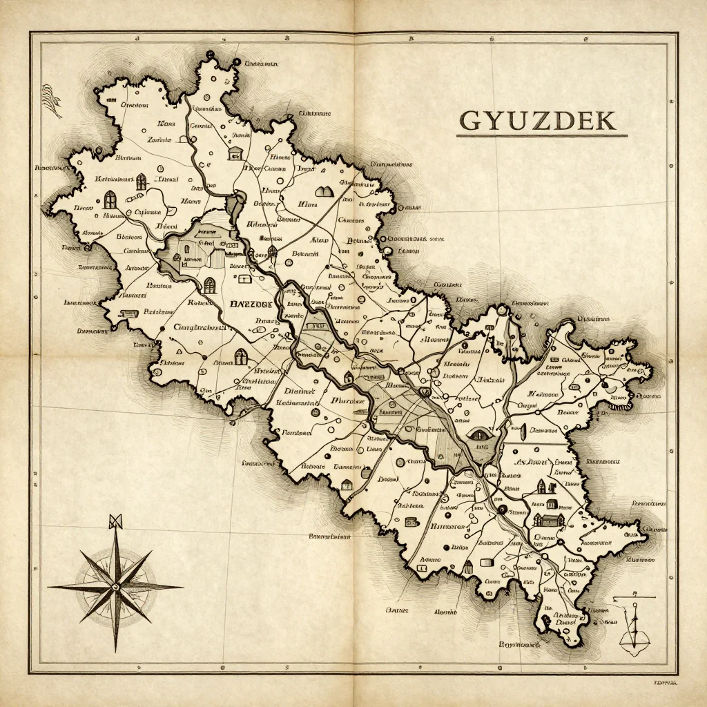 Gyuzdek, Azerbaijan Vintage Map