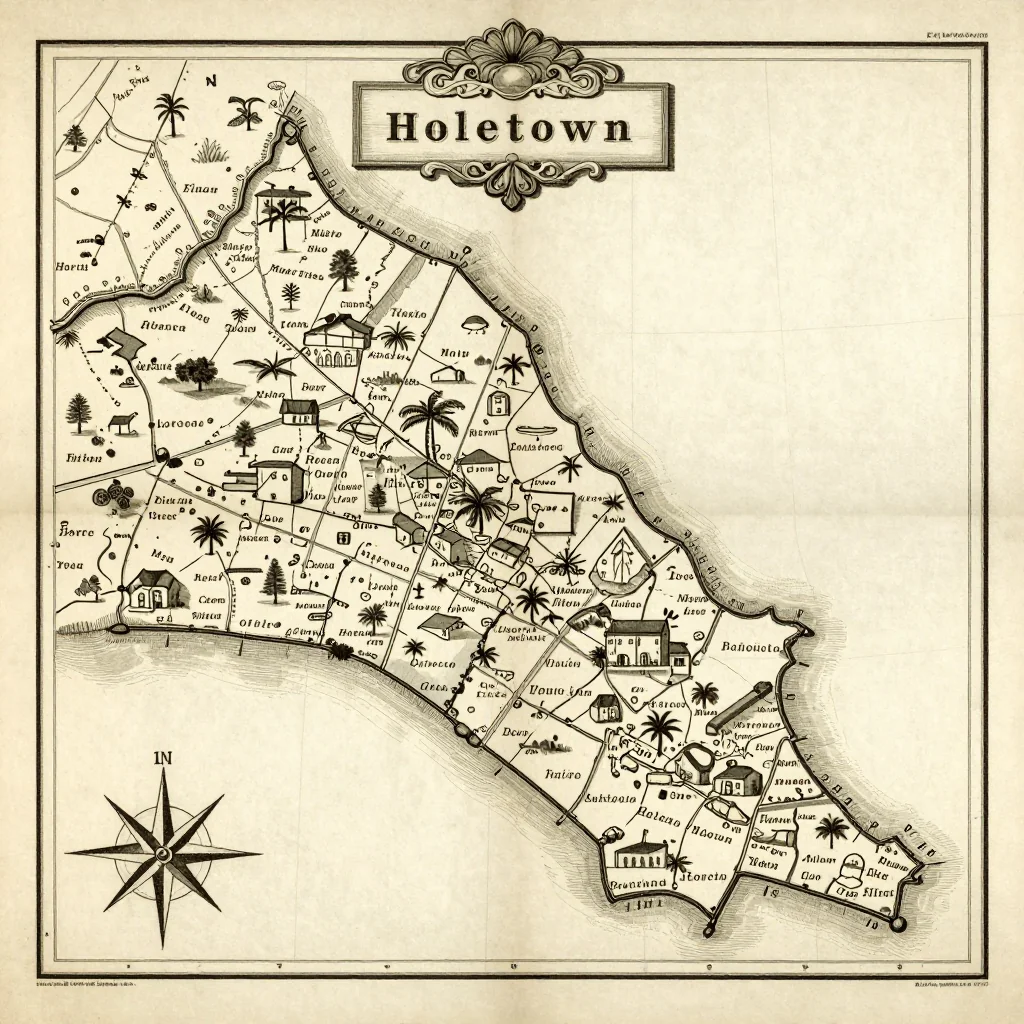 Holetown, Barbados Vintage Map