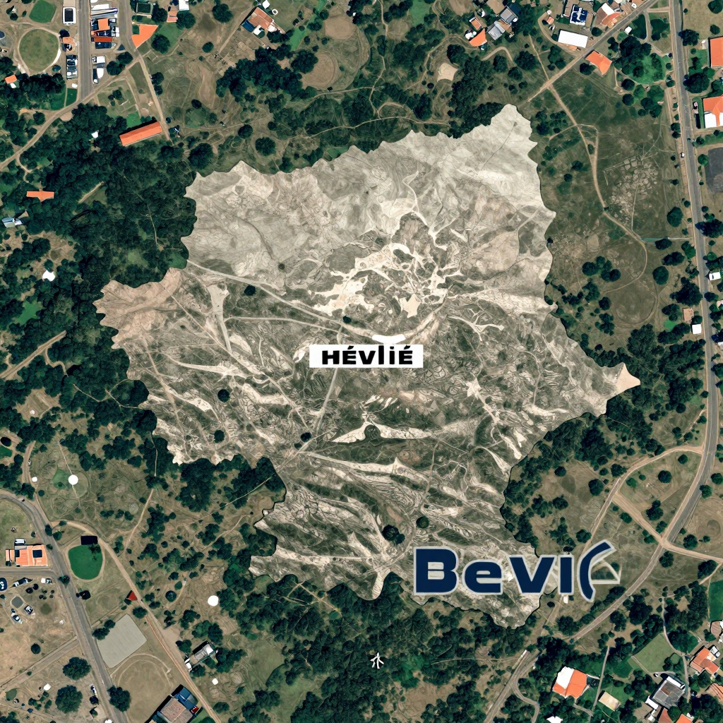 Satellite View of Hévié, Benin from Space High-resolution satellite image of Hévié, Benin showing land cover, urban areas, and natural features from space