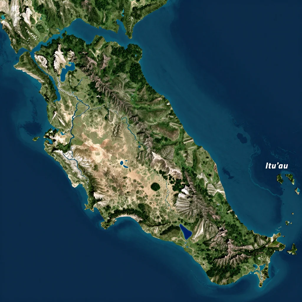 Ituʻau, American Samoa Physical Geography Map