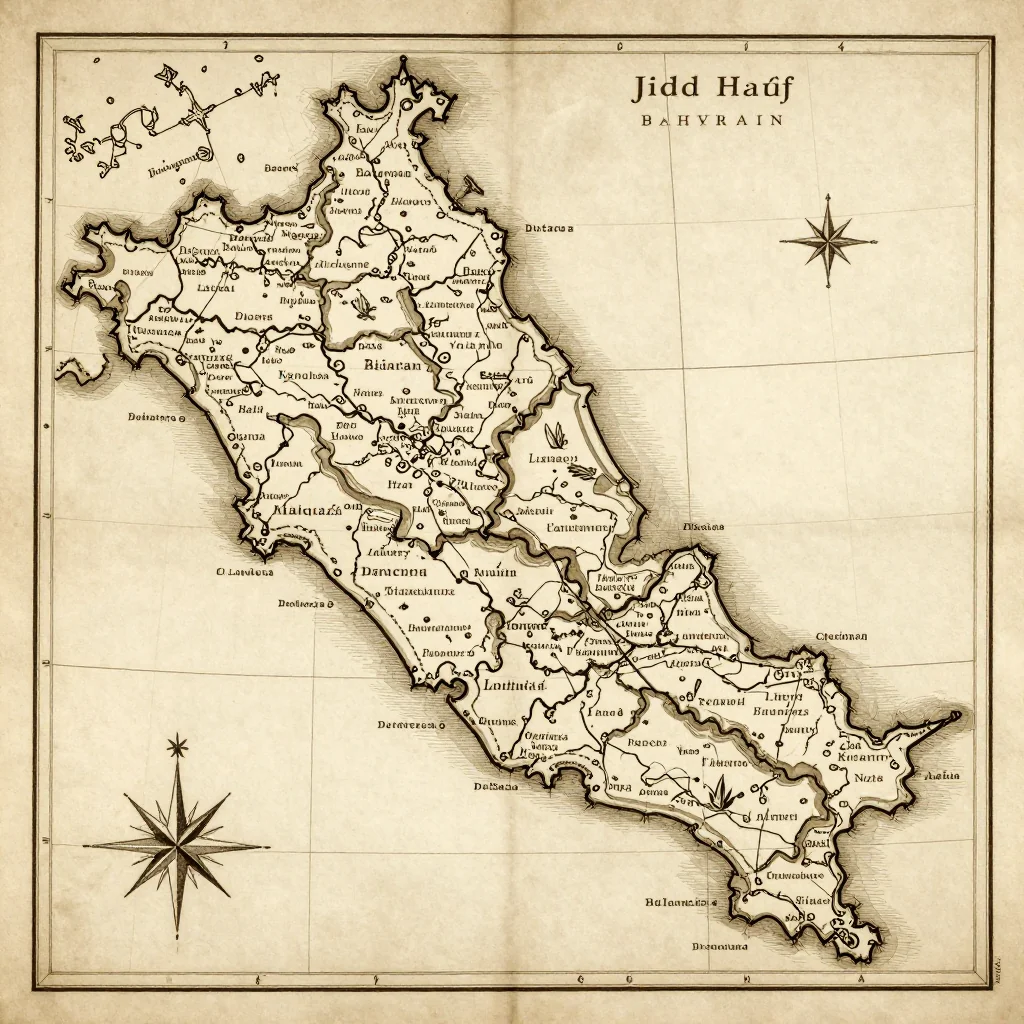 Jidd Ḩafş, Bahrain Vintage Map