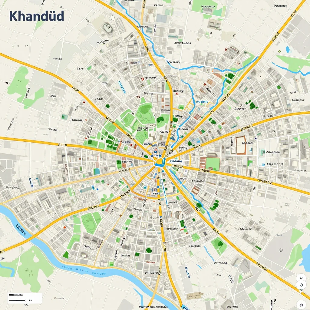 Khandūd Afghanistan Street Map - Roads and Urban Layout