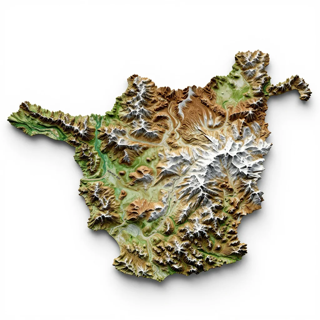 Khandūd Afghanistan 3D Topographic Map - Isometric View