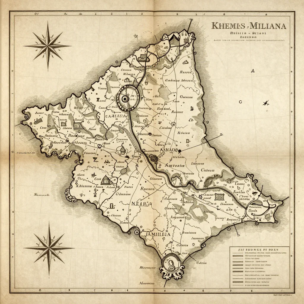 Khemis Miliana, Algeria Vintage Map