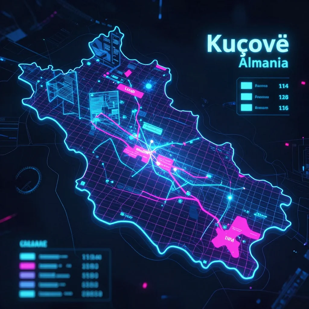 Kuçovë, Albania Cyberpunk Map