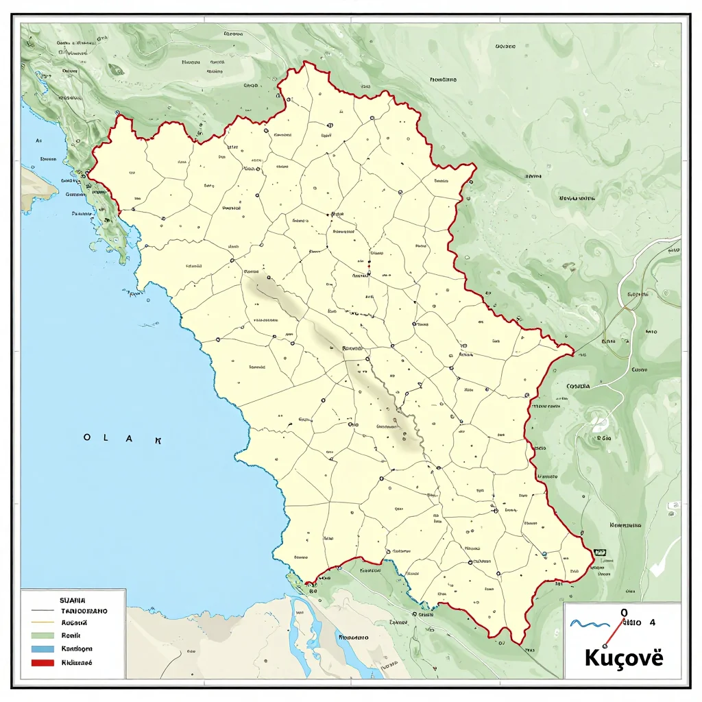 Kuçovë, Albania Political Map