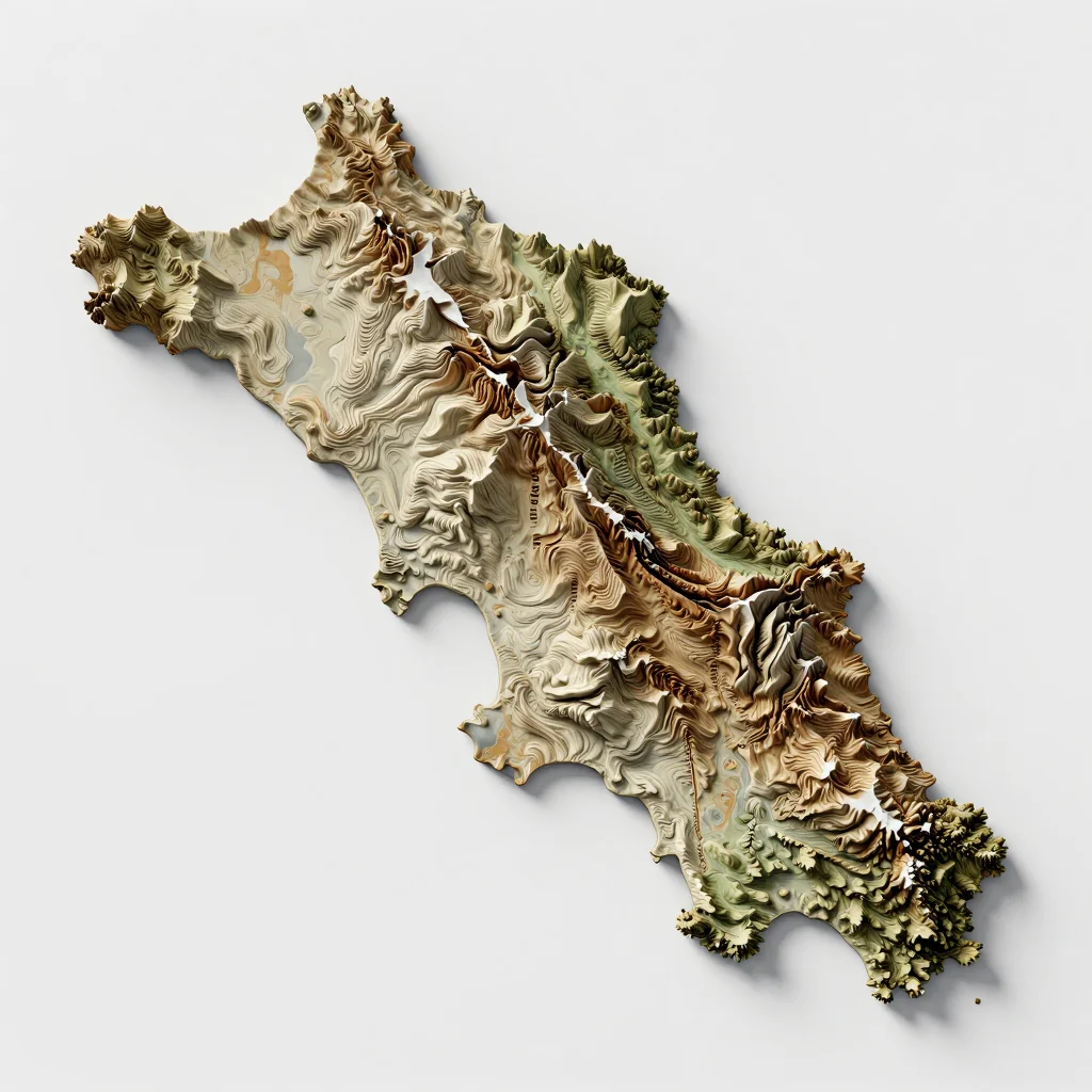 Kuçovë, Albania 3D Topographic