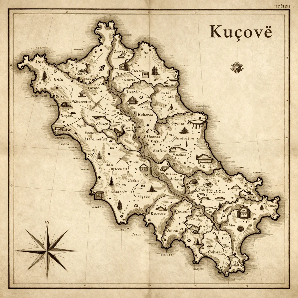 Kuçovë, Albania Vintage Map
