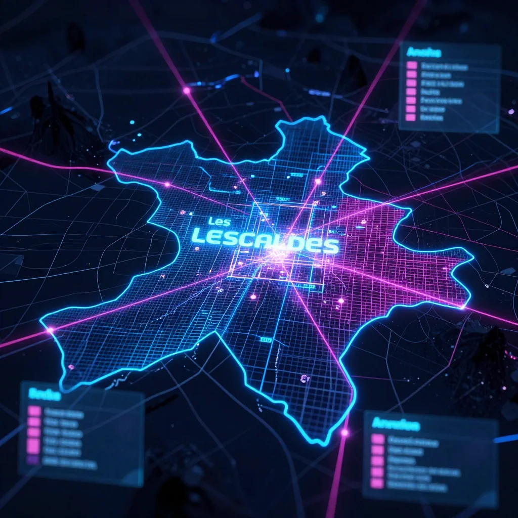 les Escaldes, Andorra Cyberpunk Map