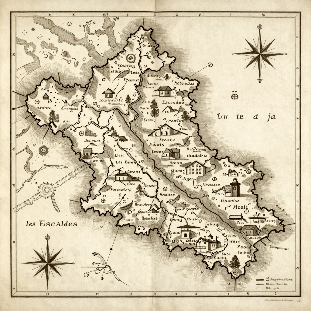 les Escaldes, Andorra Vintage Map
