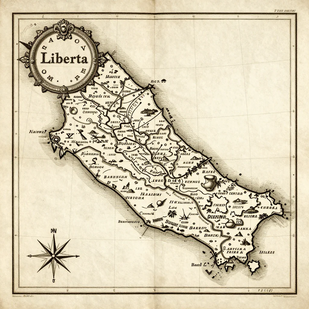 Liberta, Antigua and Barbuda Vintage Map