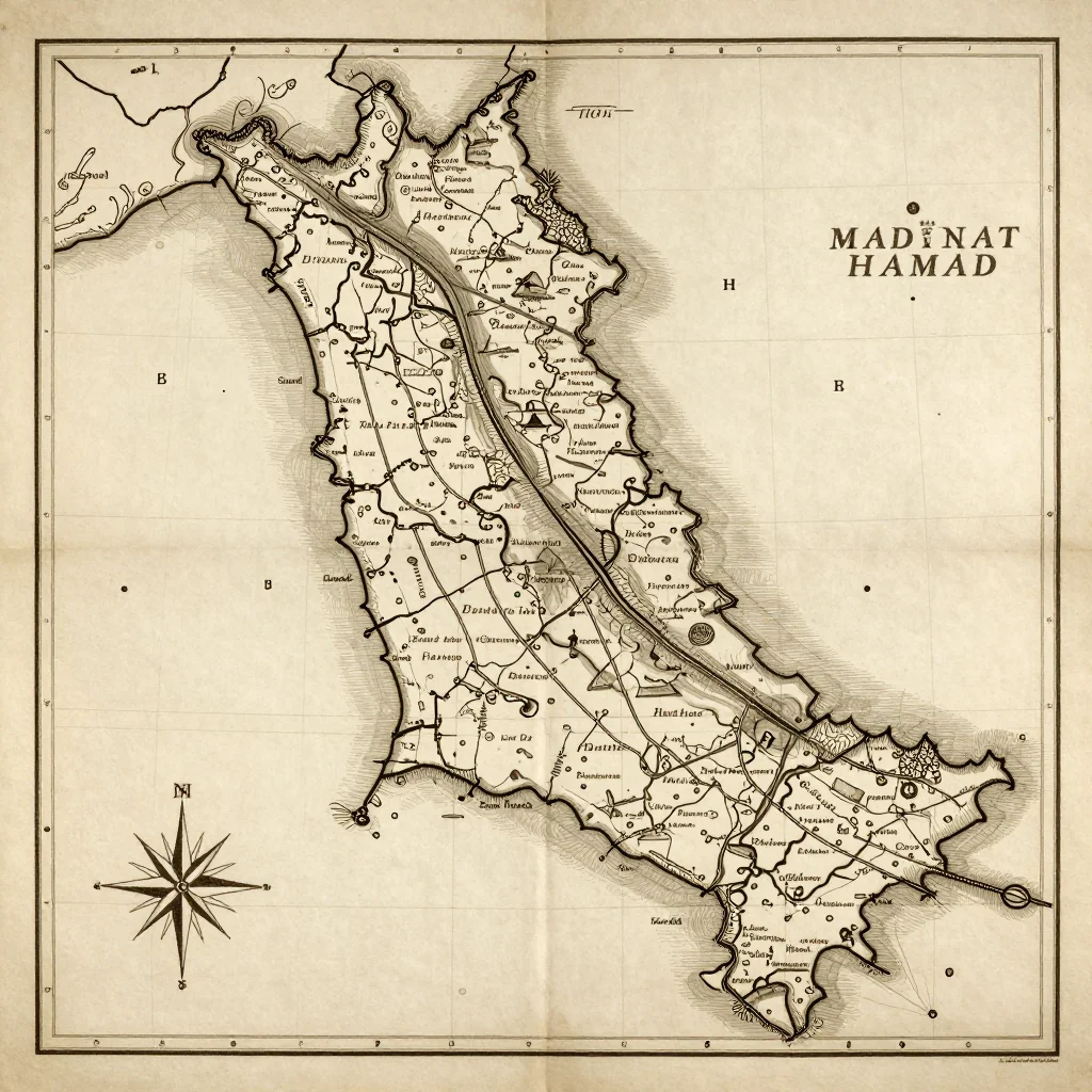 Madīnat Ḩamad, Bahrain Vintage Map