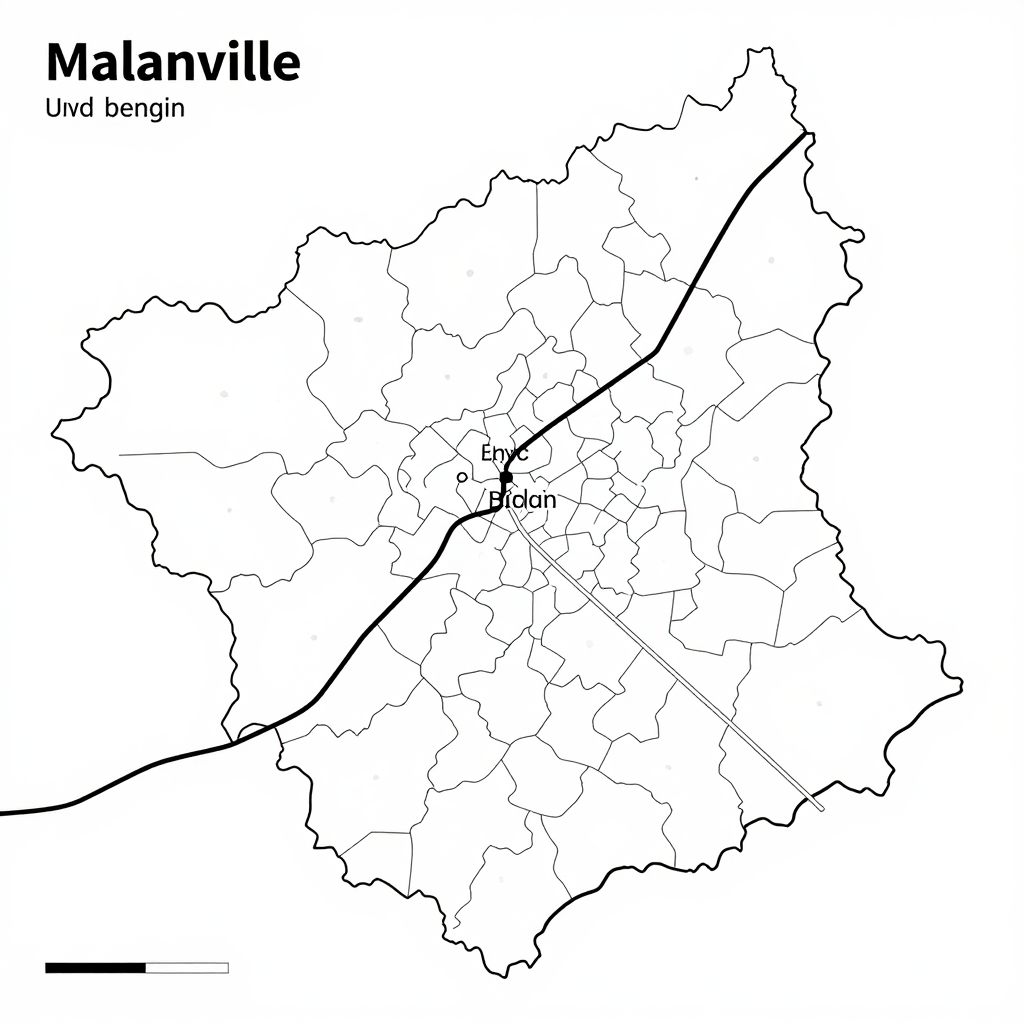 Political Map of Malanville, Benin - Administrative Boundaries Political map showing borders, administrative divisions, major cities, and capital of Malanville, Benin