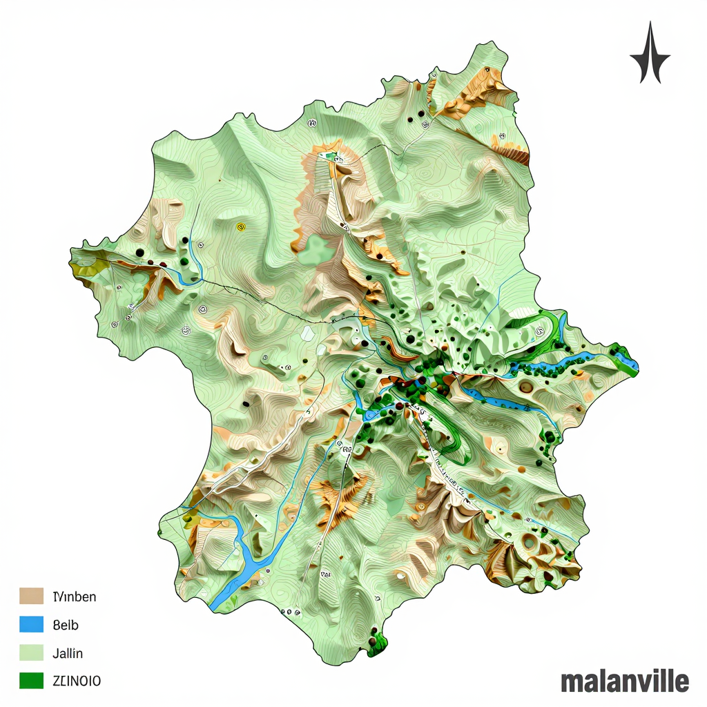 Topographic Relief Map of Malanville, Benin 3D topographic map showing elevation contours, mountain ranges, and terrain features of Malanville, Benin
