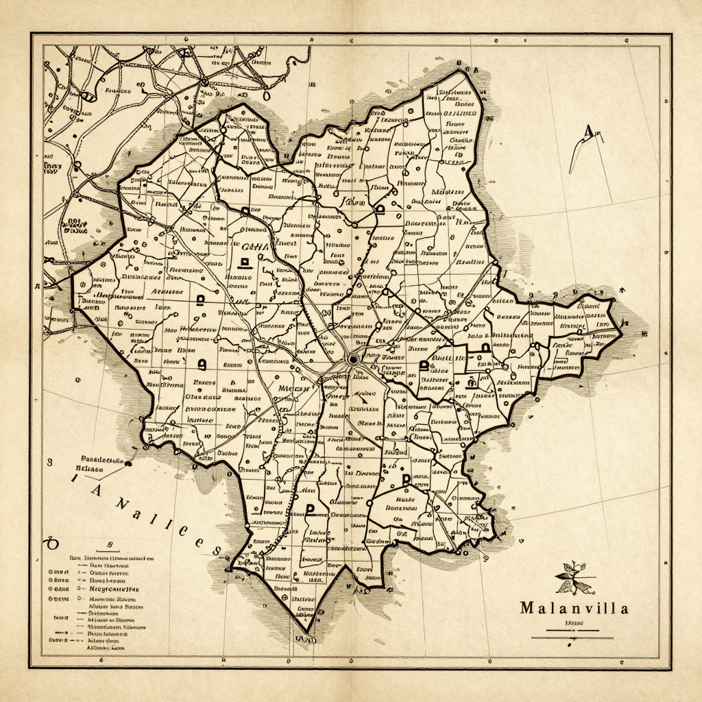 Historical Vintage Map of Malanville, Benin - Antique Cartography Antique vintage map of Malanville, Benin showing historical cartography style