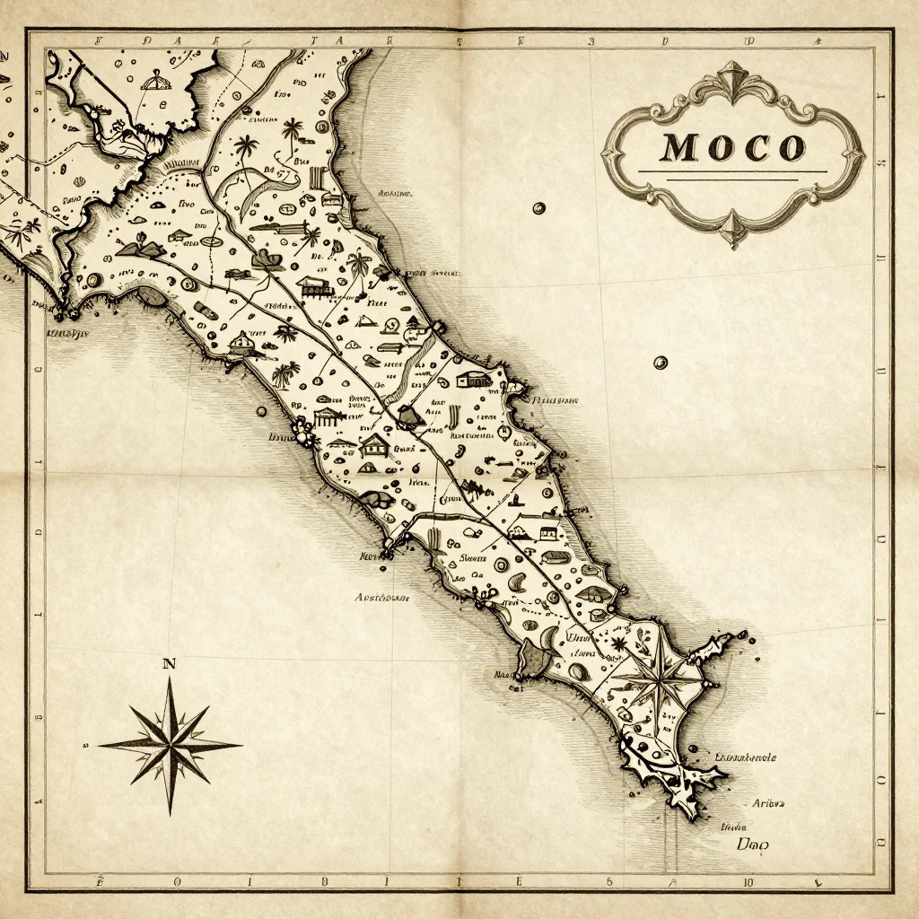 Moco, Aruba Vintage Map