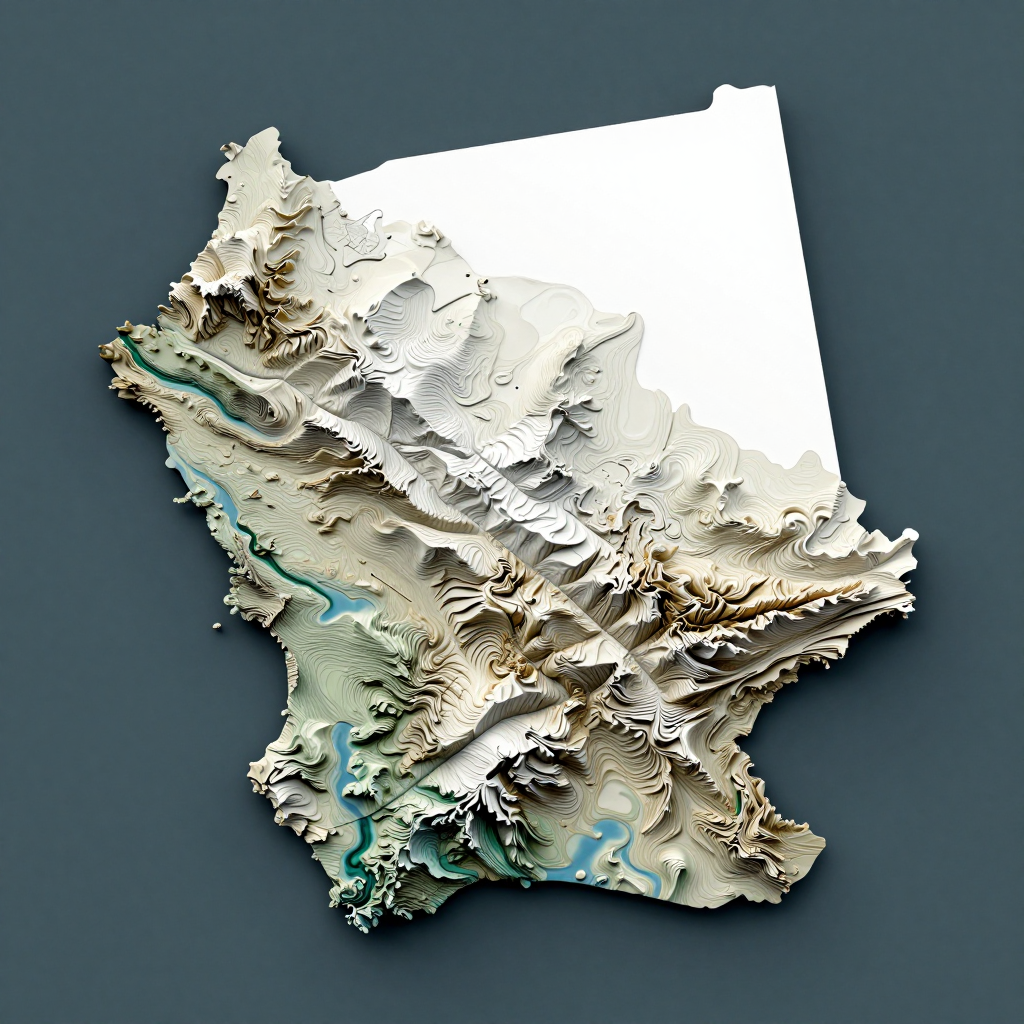 Isometric 3D topographic visualization showing elevation and terrain of Natitingou, Benin