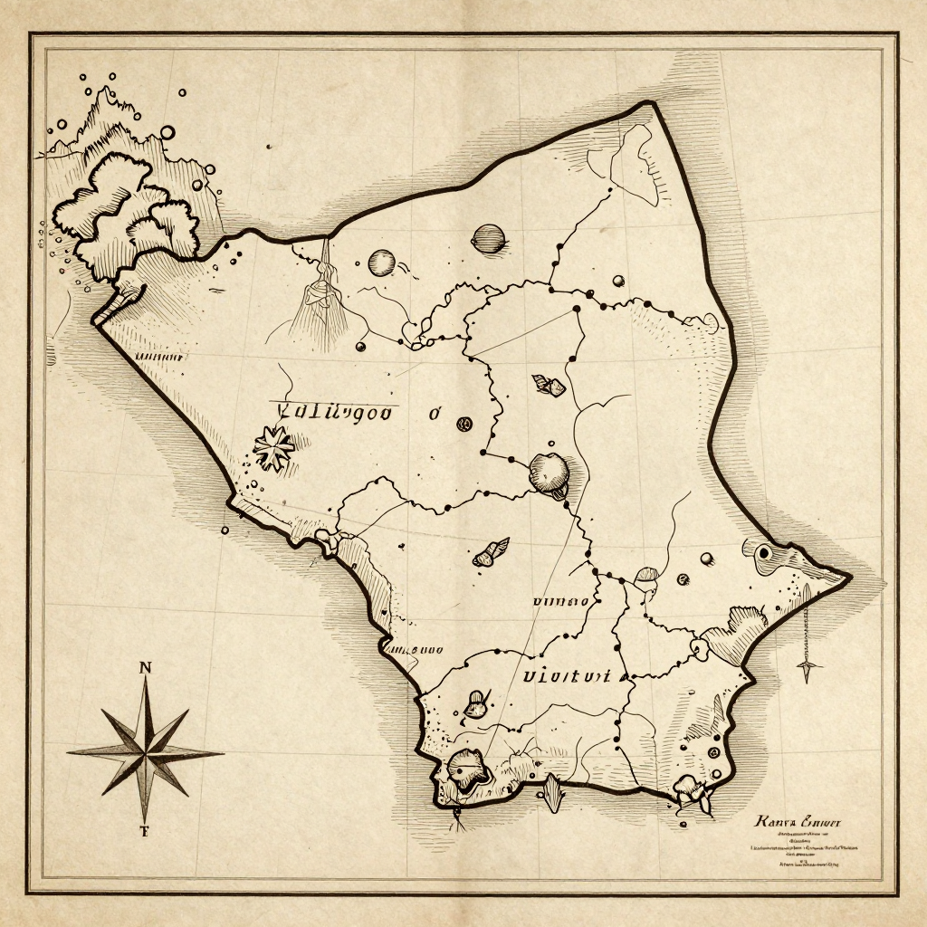 Antique vintage map of Natitingou, Benin showing historical cartography style