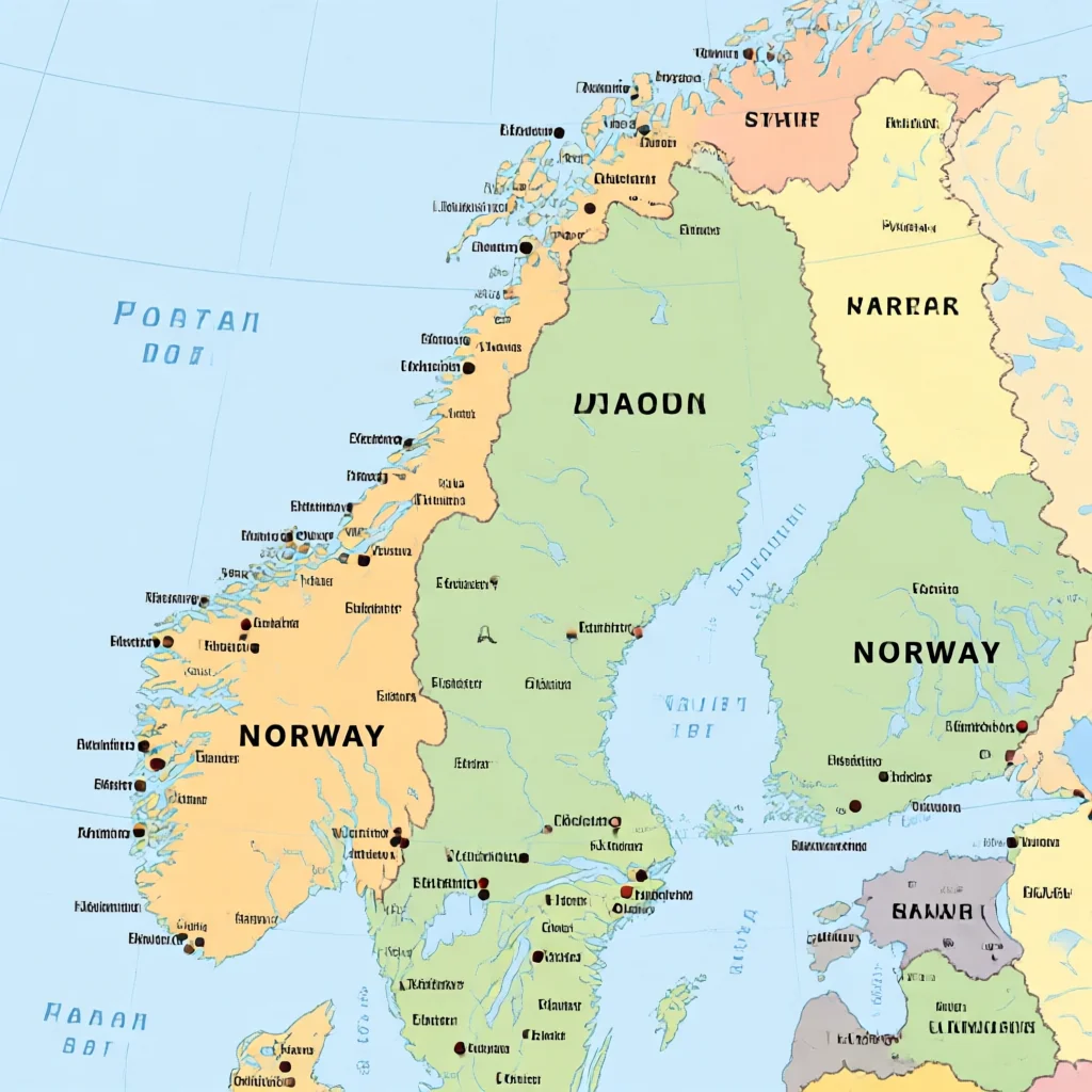 Norway Political Map - Country Borders, Capital and Administrative Regions