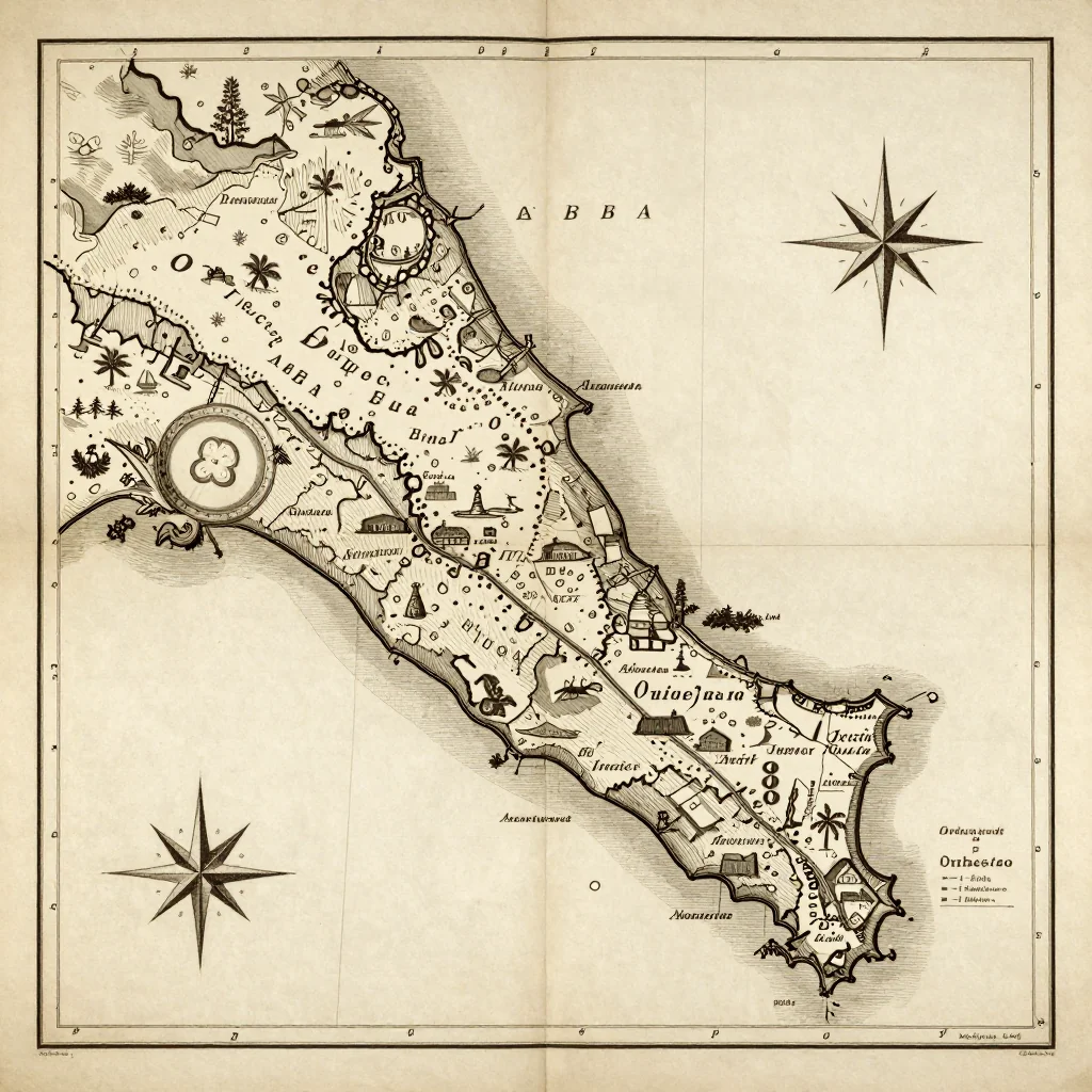 Oranjestad, Aruba Vintage Map