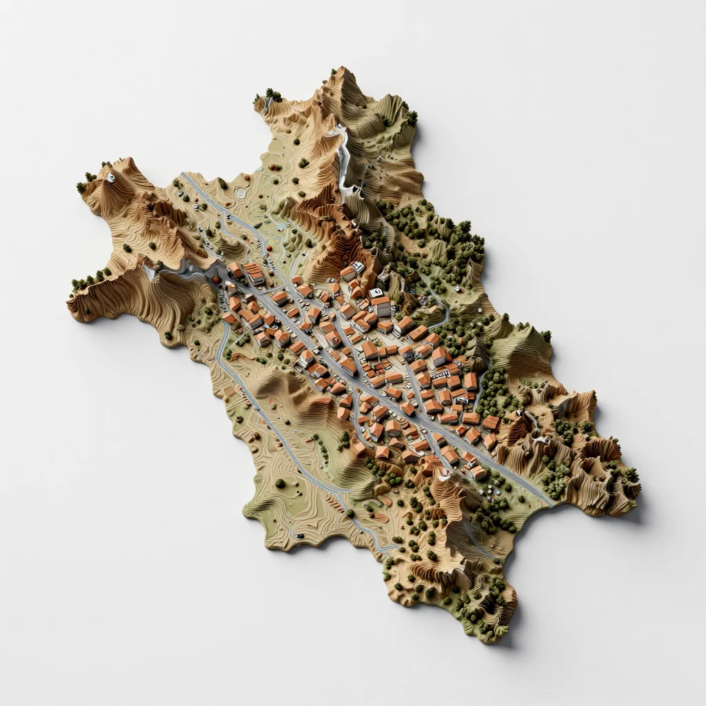 Ordino, Andorra 3D Topographic