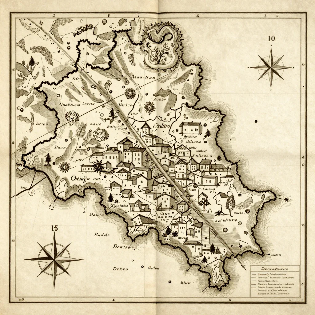 Ordino, Andorra Vintage Map