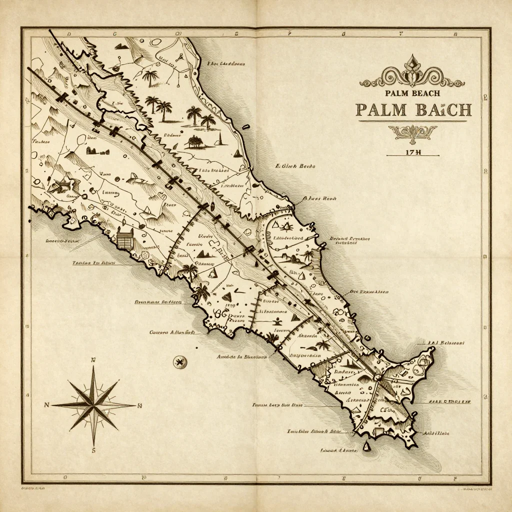 Palm Beach, Aruba Vintage Map
