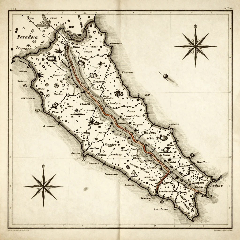 Paradera, Aruba Vintage Map