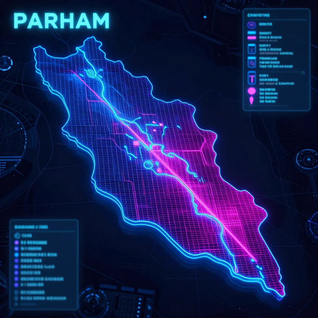 Parham, Antigua and Barbuda Cyberpunk Map