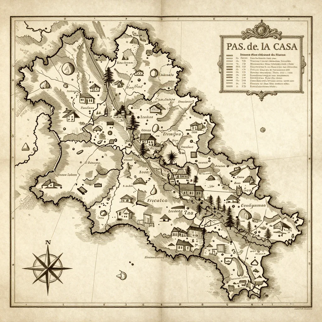 Pas de la Casa, Andorra Vintage Map