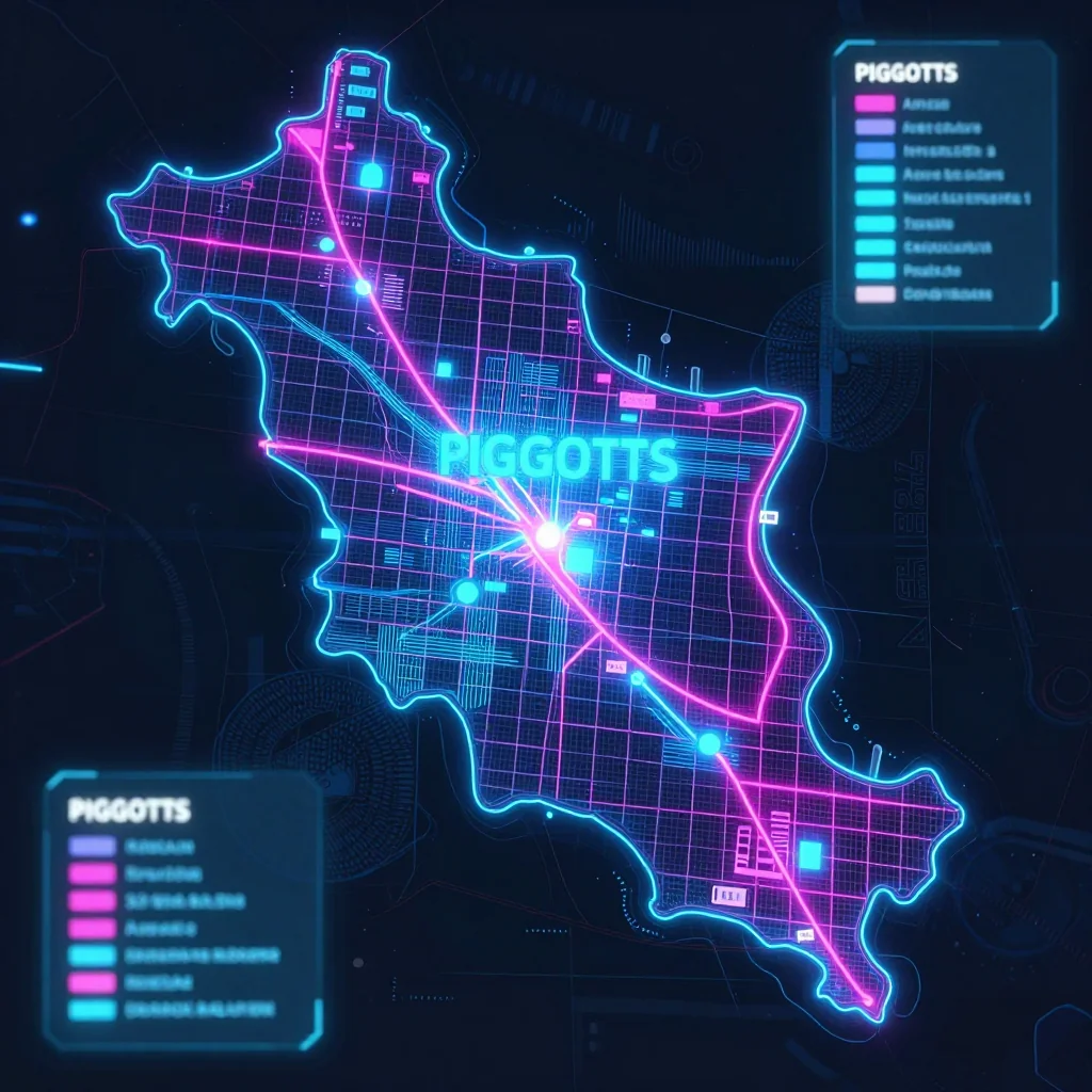 Piggotts, Antigua and Barbuda Cyberpunk Map