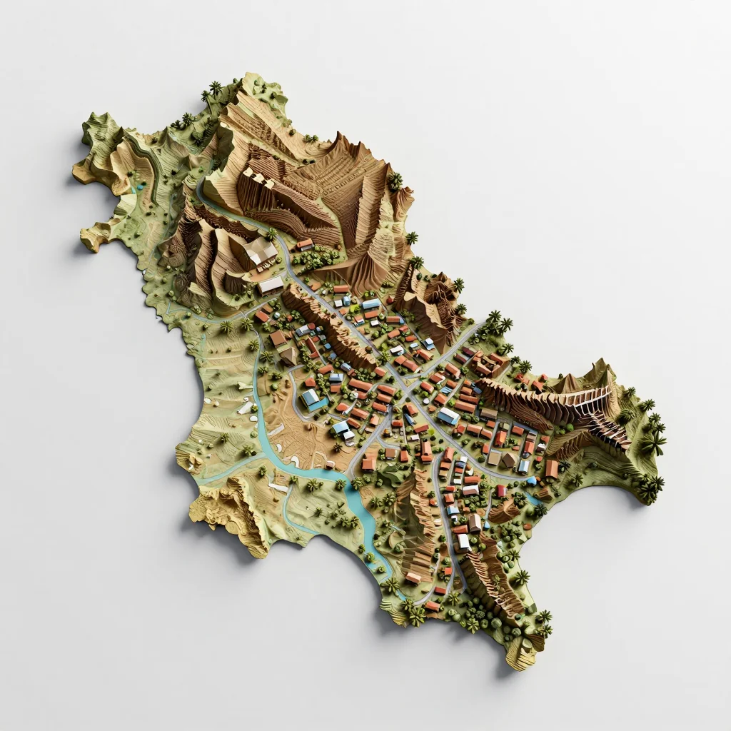 Potters Village, Antigua and Barbuda 3D Topographic