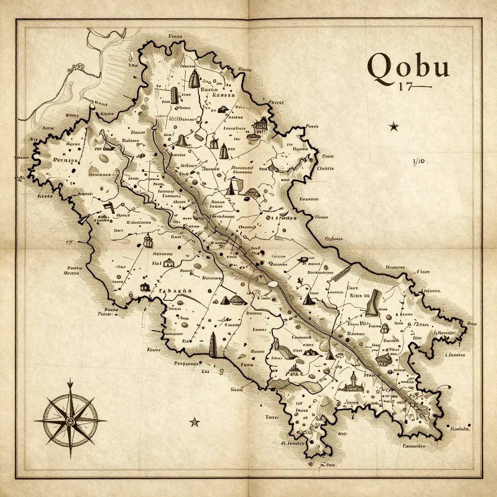 Qobu, Azerbaijan Vintage Map