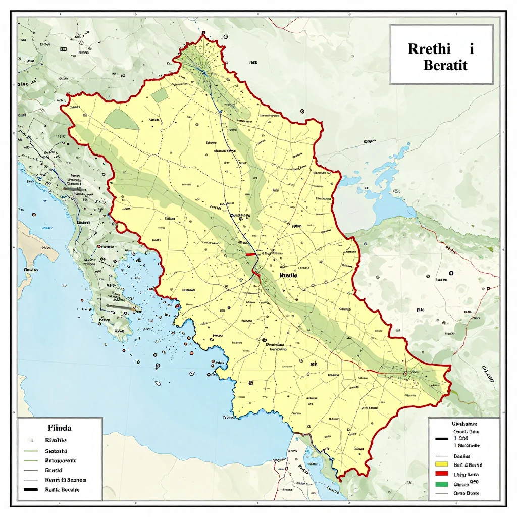 Rrethi i Beratit, Albania Political Map