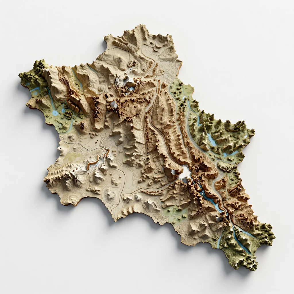 Rrethi i Beratit, Albania 3D Topographic