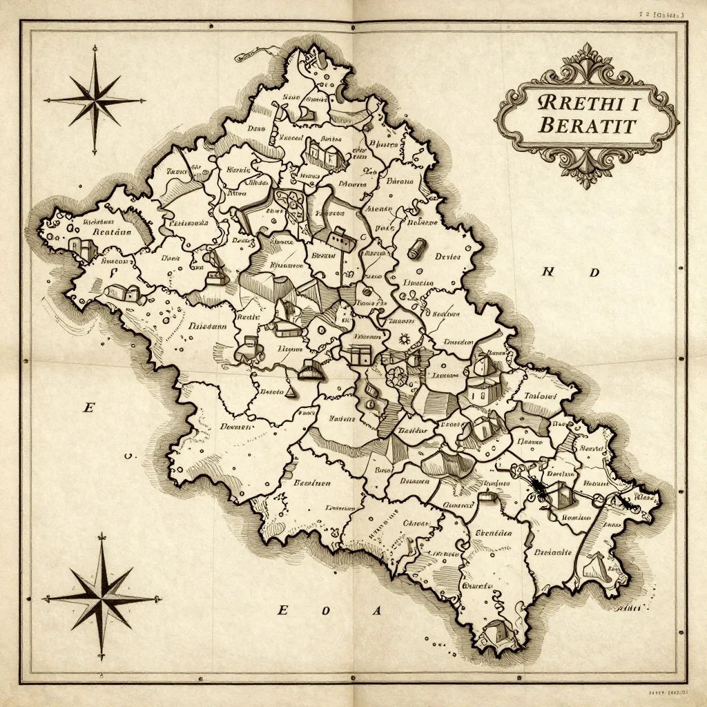 Rrethi i Beratit, Albania Vintage Map
