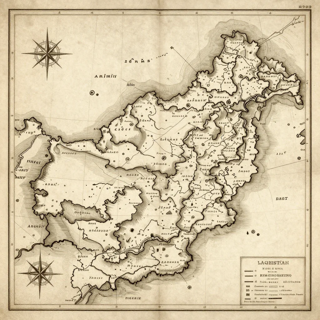 Rāghistān, Afghanistan Vintage Map