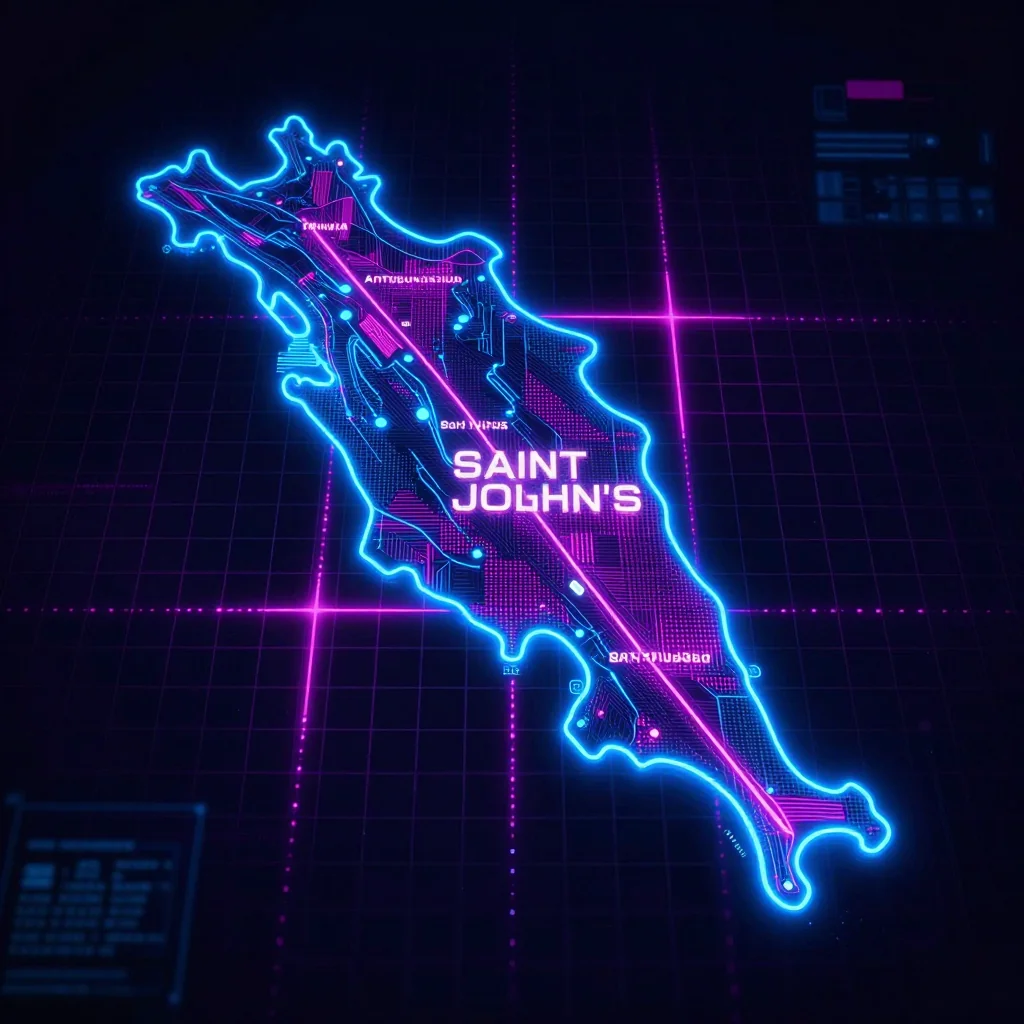 Saint John’s, Antigua and Barbuda Cyberpunk Map