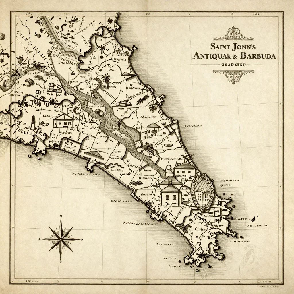Saint John’s, Antigua and Barbuda Vintage Map